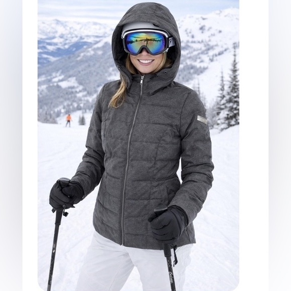 Obermeyer Womens Bombshell Hooded Jacket Insulated Winter Ski Gray Sz 8 - Picture 16 of 16